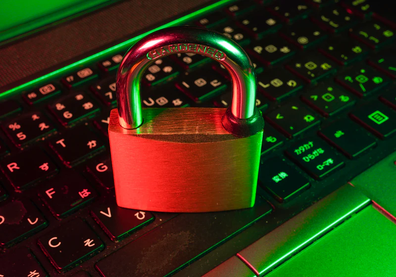 Candado sobre un teclado iluminado que representa la ciberseguridad